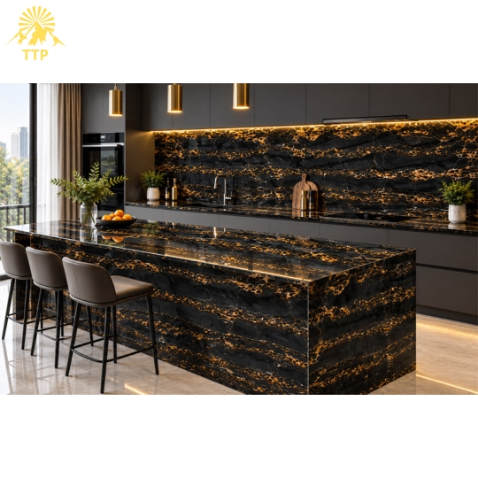Đá Marble Portoro Black
